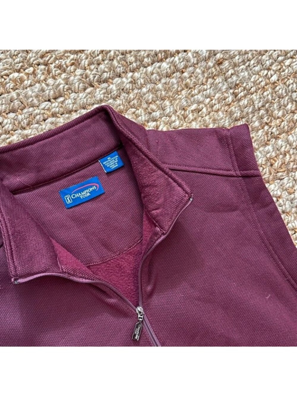 PGA Champions Tour Mens Maroon Fleece Quarter Zip Golf Vest Size XL
